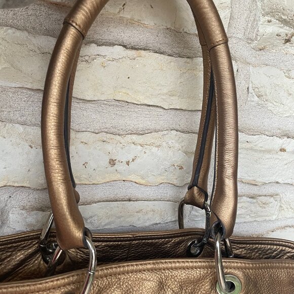 B Makowsky White and Bronze Large Leather Tote/Duffel Handbag Lined NWOT - Picture 12 of 12